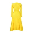 thumbnail image 4 of Casual Dresses For Womens Autumn Winter V Neck Long Sleeve Pleated Midi Belt Dress Activewear, 4 of 8