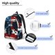 thumbnail image 3 of Disketp American Flag Skull print Canvas Backpack Lightweight Travel Daypack Student Rucksack Laptop Backpack-, 3 of 5