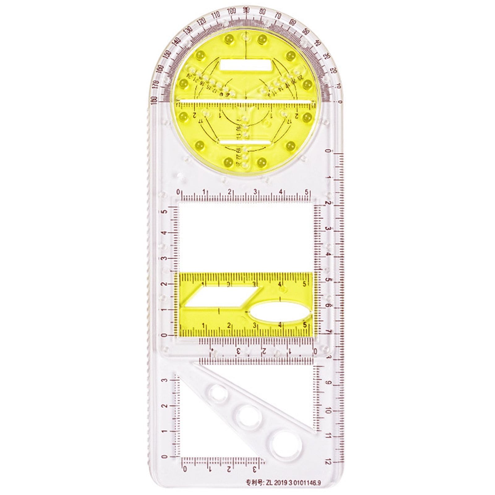HEVIRGO Multi-Functional Measuring Ruler Clear Plastic Professional ...