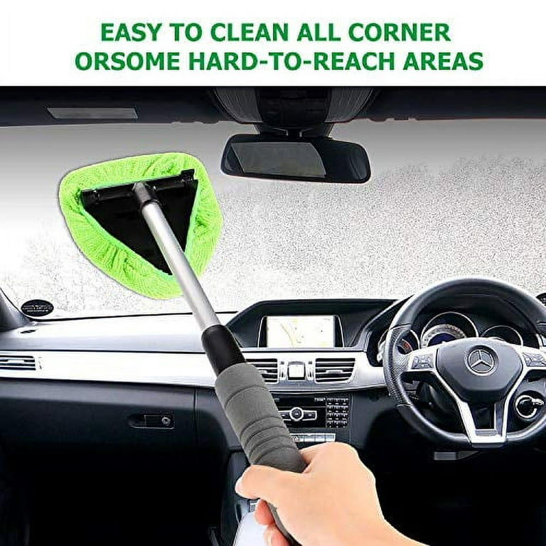 X XINDELL Windshield Cleaner -Microfiber Car Window Cleaning Tool with  Extendable Handle and Washable Reusable Cloth Pad Head Auto Interior  Exterior
