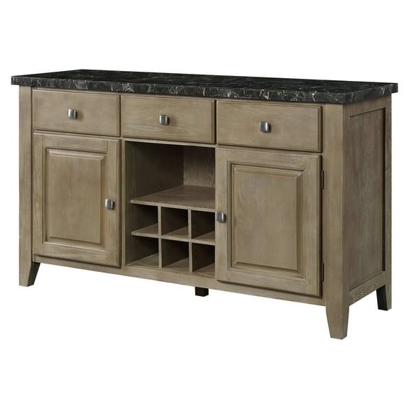 ACME Charnell Server in Oak and Black Marble