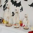 thumbnail image 3 of Sylvtty 3Pcs/Set Halloween Ghost Decorations Rustic Centerpiece with Fabric Ghost Figures Farmhouse Table Ornaments for Mantel Tiered Tray Party Supplies, 3 of 7