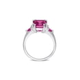 thumbnail image 4 of 4.50 Carat (Ctw) Pink Topaz and Ruby Three Stone Ring in Sterling Silver for Women, 4 of 6