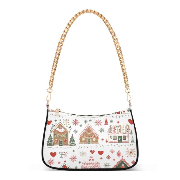 FORMRS Womens Shoulder Bag with Chain Strap Clutch Purse Cute Tote Handbag, Red Nordic Christmas House