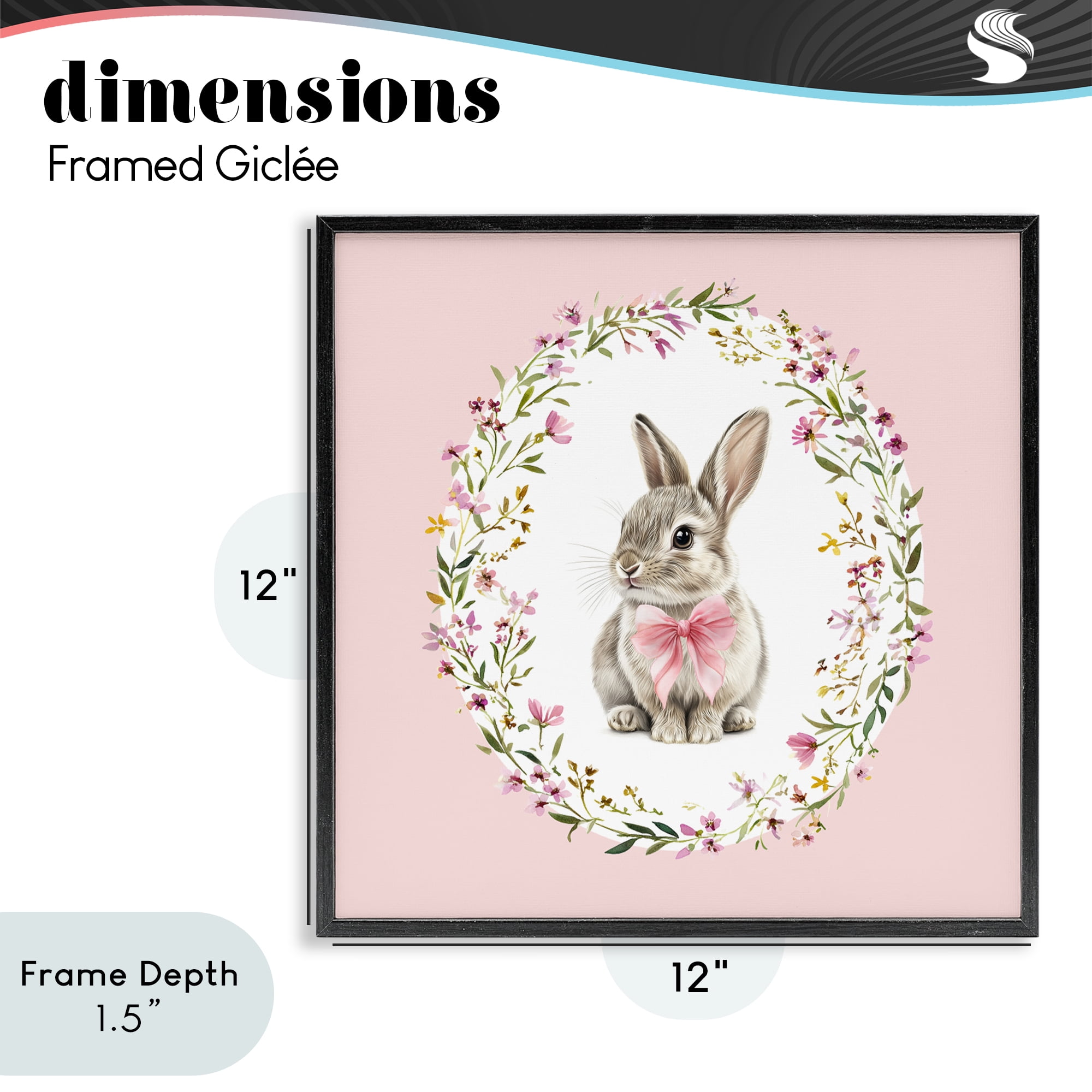 Stupell Industries Blush Pink Bunny Black Framed Giclee Art, design by Christine Simpson Art