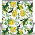thumbnail image 1 of Whimsical Halloween Shower Curtain with Grinning Lanterns & Bats, 1 of 4