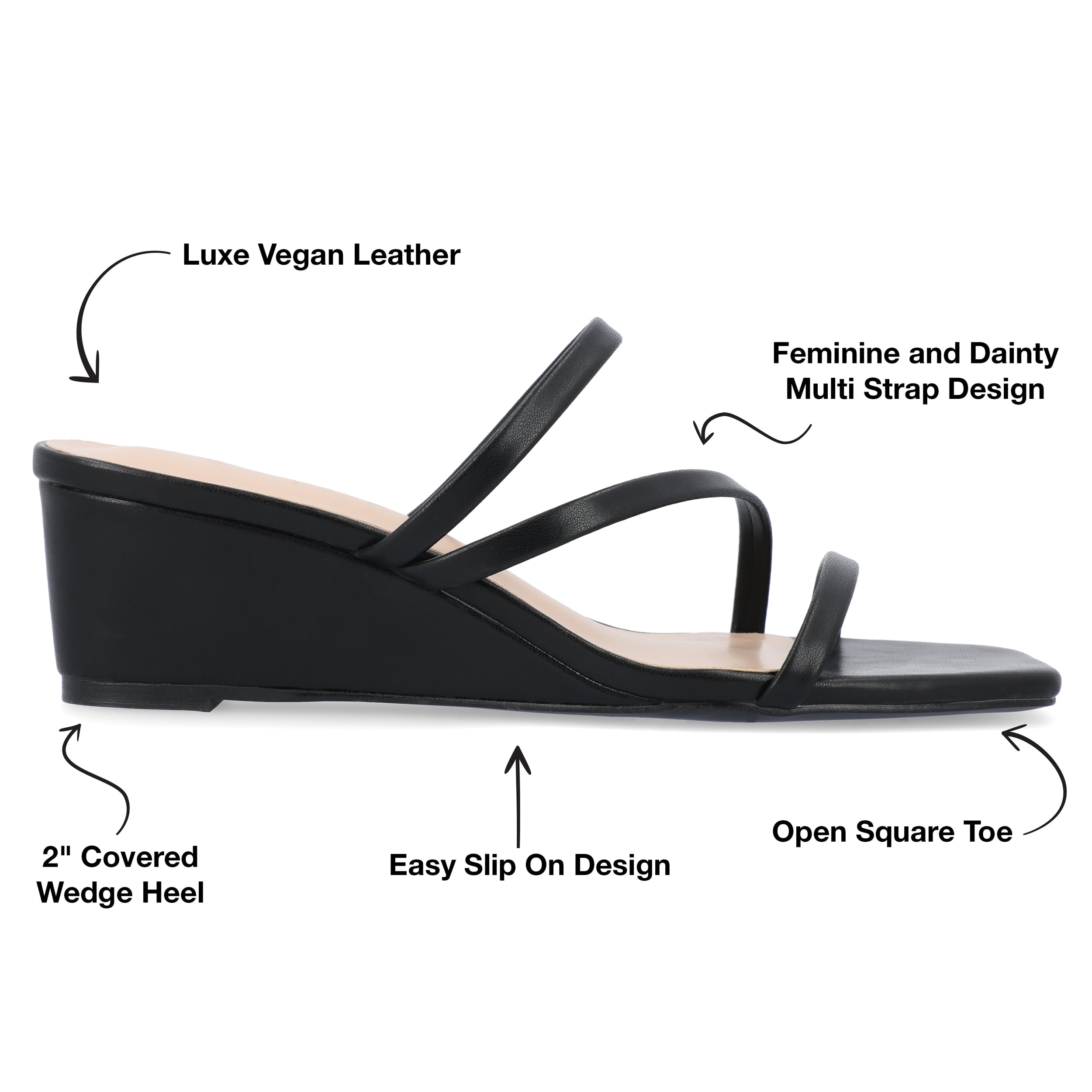 Journee Womens Takarah Crossover Strap Slip On Wedge Sandals