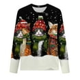 thumbnail image 4 of Womens Ugly Christmas Sweatshirt Funny 3D Cats Animal Graphic Christmas Cute Crewneck Long Sleeve Pullover Tops, 4 of 6