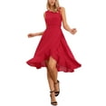 thumbnail image 2 of INSPIRE CHIC Women's Summer Dresses Wrap Ruffle Hem Round Neck Keyhole Back Sleeveless Floral Dress XS(2) Bright Red, 2 of 6