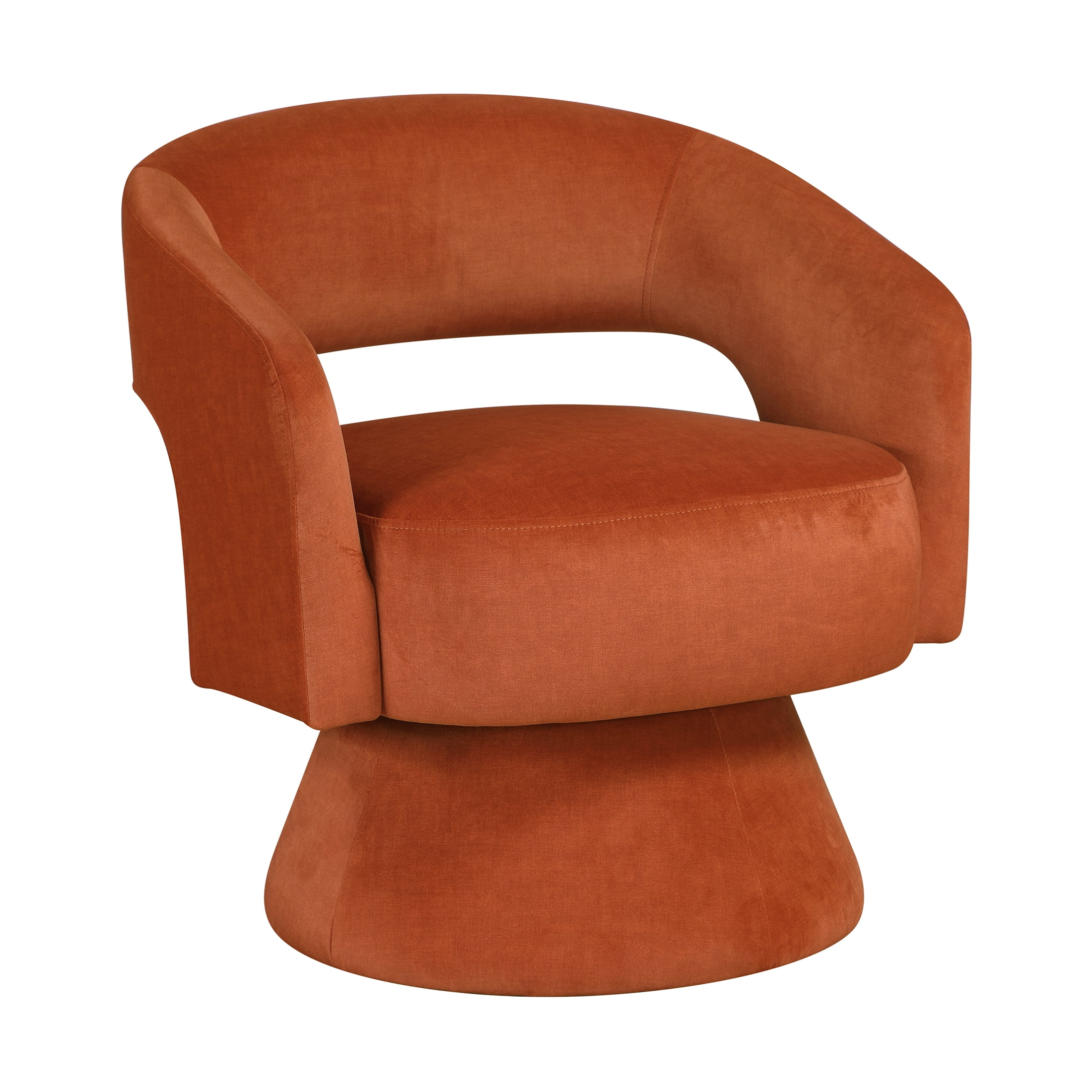 OakvillePark Alderwyn Velvet Swivel Chair with Round Base, Orange