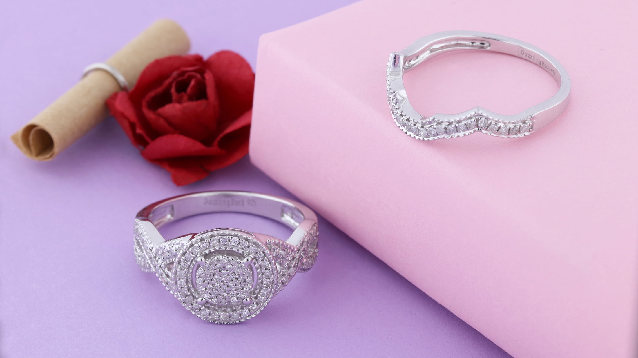 Dazzlingrock Collection Round White Diamond Engagement Ring Set for Women (0.50 ctw, Color I-J, Clarity I2-I3) in 925 Sterling Silver, Size 5.5