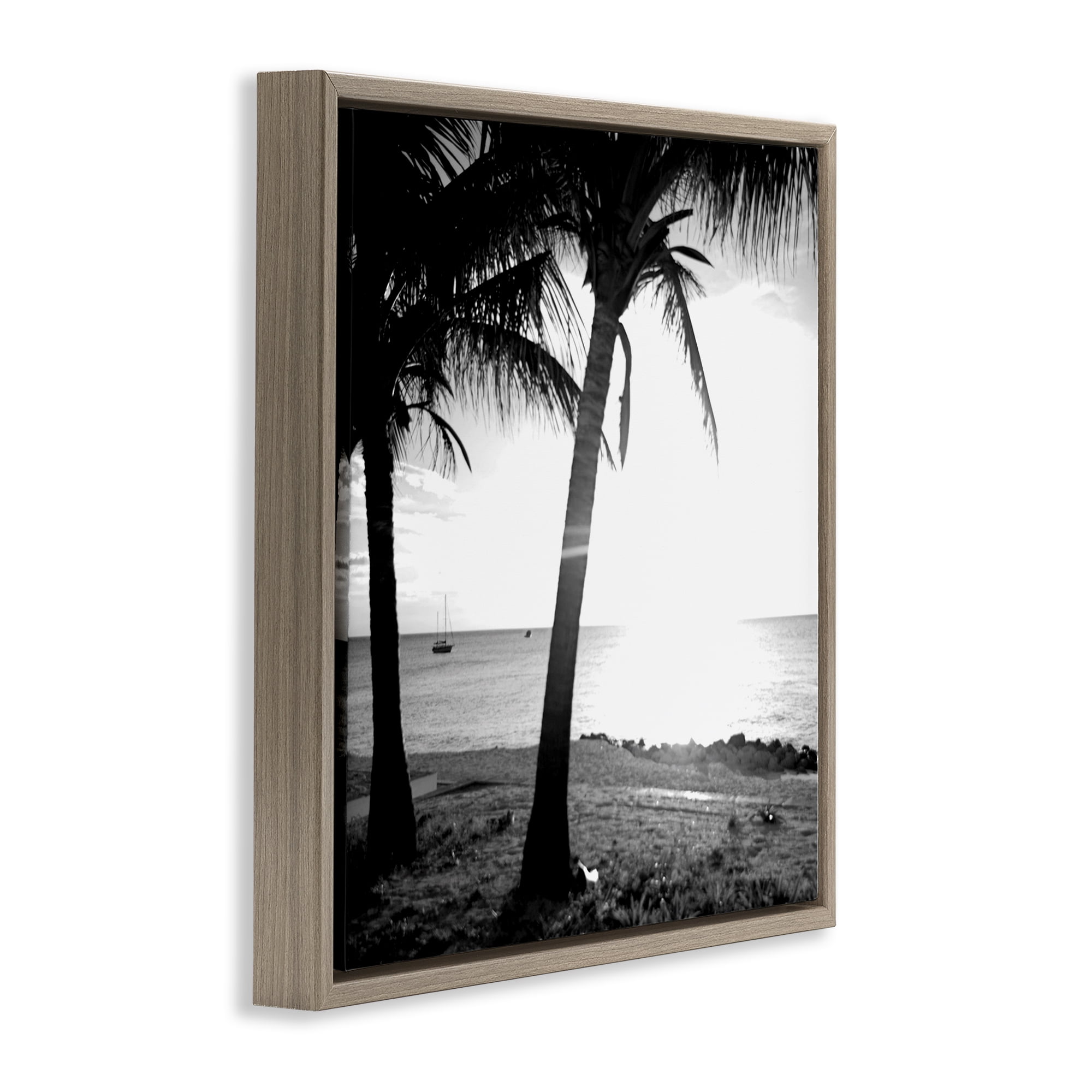 Stupell Industries Palm Tree Silhouettes Coastal Photography Brown Floater Framed Canvas Art Print Wall Art, 25 x 25