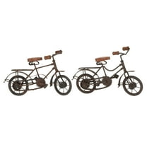 11"W, 7"H Black Metal Bike Sculpture with Wood Accents, by DecMode (2 Count)