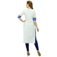 thumbnail image 1 of Phagun Kurta Droite Bleue pour Femmes Manches 3/4 Imprimée Décontractée Kurti-18, 1 of 1