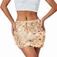 thumbnail image 3 of Sequin Skirt for Women-Stretchy Bodycon Night Out Party Shine Sparkly Mini Skirts Champagne Color XL, 3 of 9