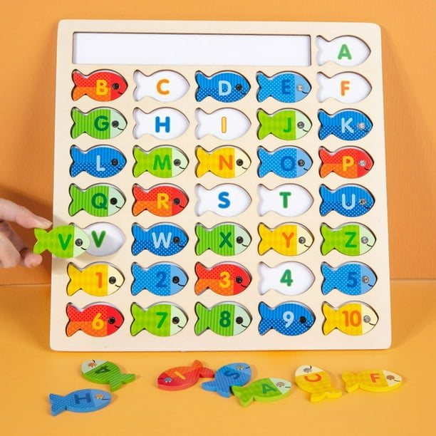  WODI Fishing Game Wooden Magnetic Toy for Preschool  Educational, Alphabet Fish Sorting Puzzle, Fine Motor Skill Counting Games,Montessori  Letters Cognition Gift for Kid Over 3 Years Old : Toys & Games