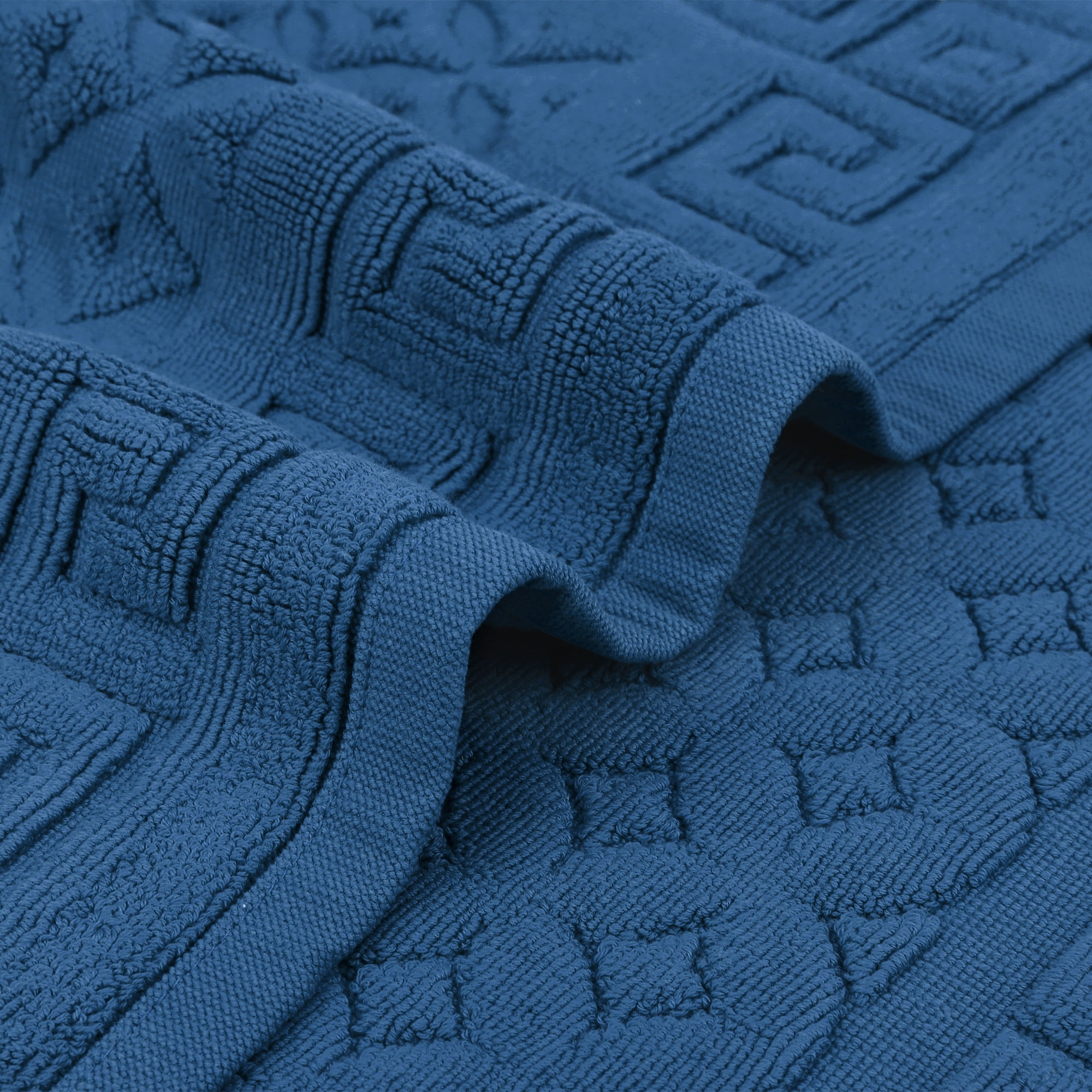 Unique Bargains Cotton Bath Mat Soft Bathroom Rug Absorbent Floor Towel Mats Blue
