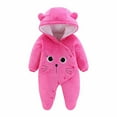 thumbnail image 2 of Baby Snowsuit Newborn Winter Hooded Romper Fleece Snowsuit Baby Jumpsuit Cartoon Bear Winter Coat for Girls and Boys Hot Pink 0-3 Months, 2 of 7