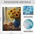thumbnail image 3 of Diamond Art Kit for Adults, Cat Sunflowers Blue Vase Window Diamond Painting for Adults Beginners, DIY Diamond Art Painting Kits, 5D Diamond Painting Crafts for Home Decor 12x16 Frameless, 3 of 7