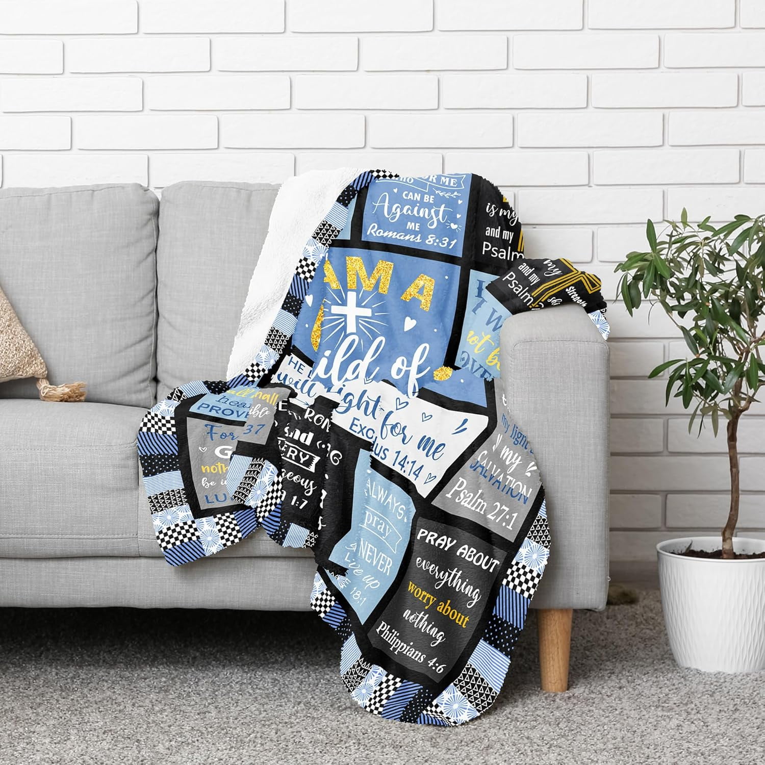 Christian Gifts for Men, Dad, Son, Brother, Him Blanket - Inspirational Religious Graduation/Birthday Gifts - Baptism Confirmation Gifts for Boys - Catholic Spiritual Gifts for Men