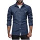 thumbnail image 1 of pstuiky camisa de manga larga para hombre, Camiseta lisa de manga larga con cuello vuelto para hombre, blusa informal, elegante, cómoda, con bolsillos y botones Tops casuales para hombres s, 1 of 5
