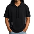 thumbnail image 2 of Men's Short Sleeve Hooded T-Shirt - Solid Color Casual Top, Breathable Fabric for Everyday Wear, 2 of 9