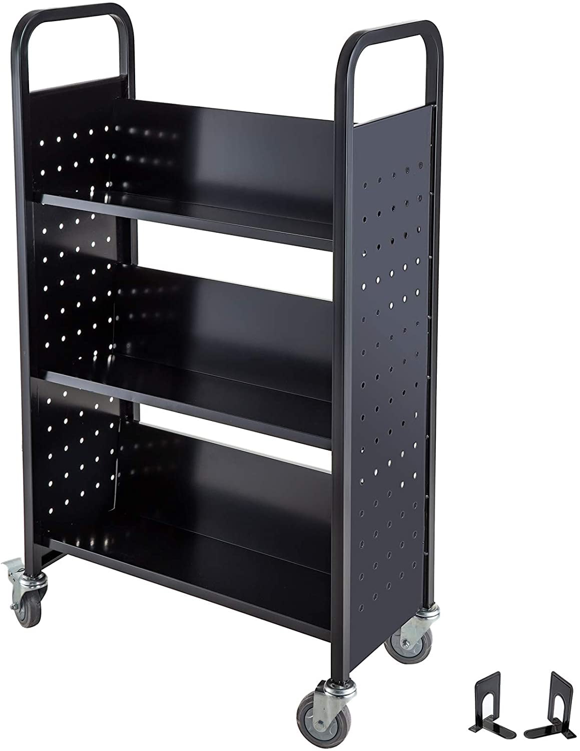VEVOR Book Cart Library Cart 200lb Capacity with VShaped Shelves in Black