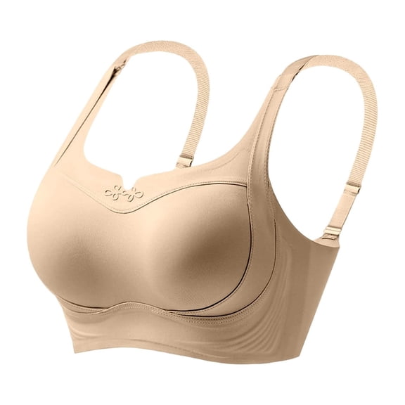 ZNQHFRE Women Powerful Lifting & Custom Shaping Bra, Full‑Coverage Invisible Wireless Support Bra For Daily Wear Beige 34