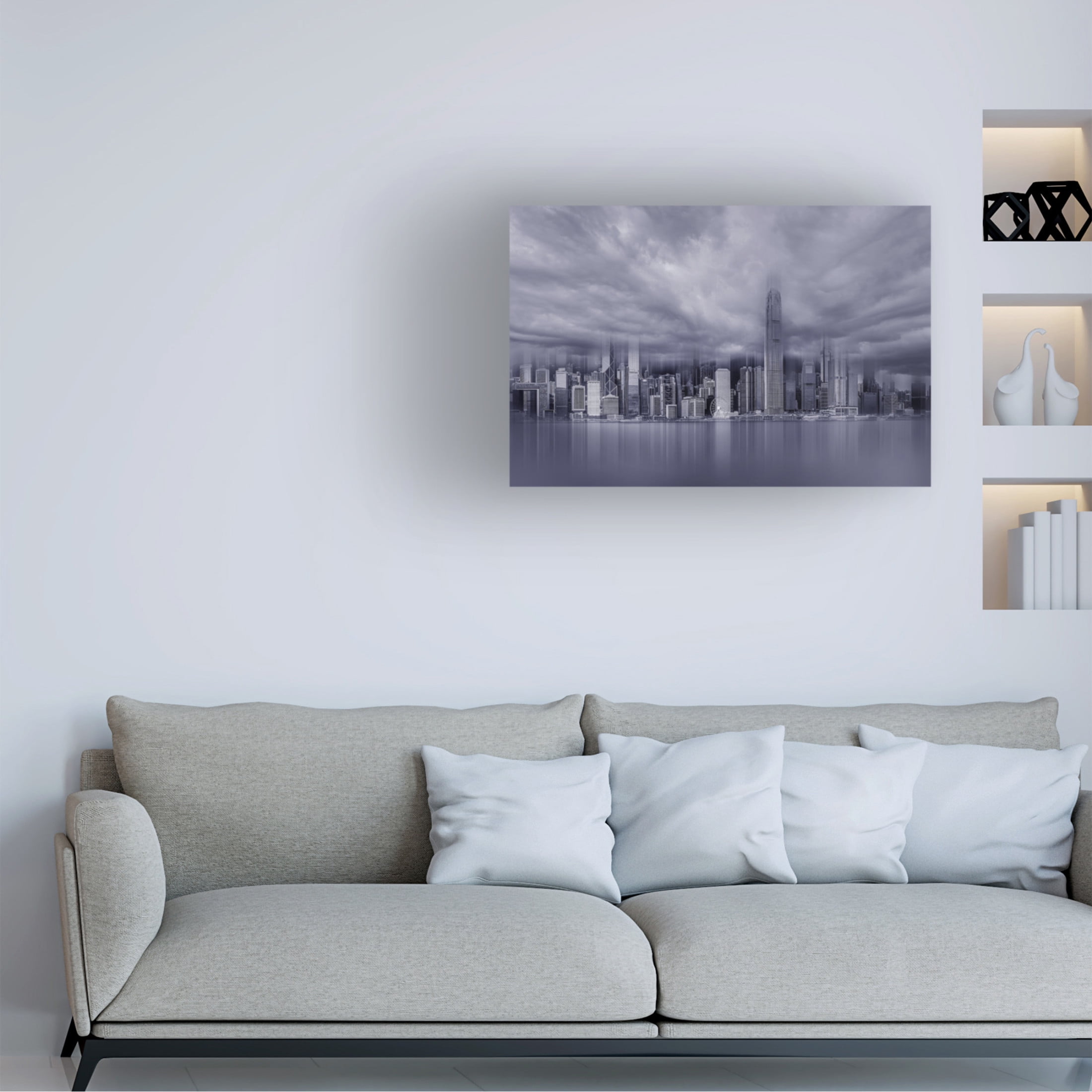 Trademark Fine Art Weihong Liu A View Of Victoria Harbor In Hongkong Canvas Wall Art