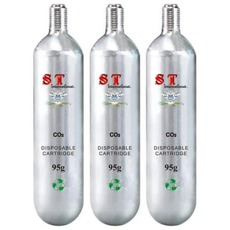 S.T. International CO2 Cartridge Refill - Disposable Cylinder 3 Pack, 95g
