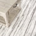 thumbnail image 6 of Hauteloom Mette Living Room, Bedroom Shaggy Area Rug - Bohemian Modern Striped Farmhouse Shag - Fluffy Soft Touch High Pile - Gray, White - 7'10" x 10', 6 of 11