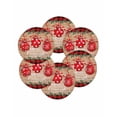 thumbnail image 7 of 13 Inch Round Placemats Set of 6, Christmas Non Slip Heat Insulation PP Table Mats, Xmas Balls Snowflakes Trees Red Plaid Wooden Washable Place Mats for Kitchen Dining Party Table Decor, 7 of 7