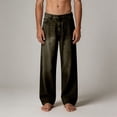 thumbnail image 6 of JUSLIO Mens Jeans,Vintage Washed Wide Leg Loose Straight Casual Denim Jeans,Dark Olive XL, 6 of 8