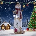 thumbnail image 3 of Dserfhy Christmas Snowman Figurine with Lantern Resin Snowman Statue Art Decor Outdoor Christmas Snowman Door Greeter for Yard Garden Decor, 3 of 7