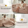 thumbnail image 5 of 80" Folding Sofa Bed King Sleeper Sofa with Chaise Lounge, 2-in-1 Convertible Corduroy Boneless Couch with Blanket, Modern Loveseat Couches for Living Room, No Assembly Couch, Pink, 5 of 8