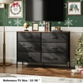thumbnail image 3 of BOBOKY Dresser for Bedroom with 6 Drawers, Wide Fabric Dresser TV Stand for 50 Inches TV, with Metal Frame, Wooden Top, Fabric Storage Dresser for Bedroom, Hallway, Entryway,Black and Rustic Brown, 3 of 10