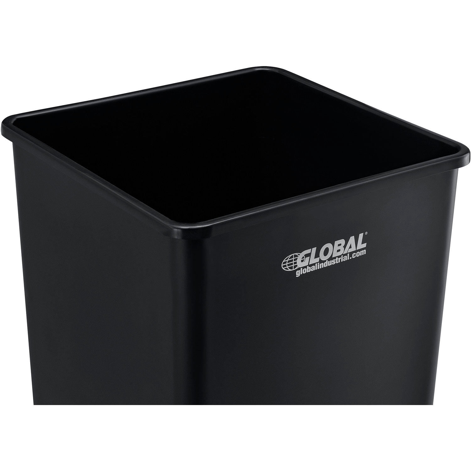 Global Industrial Square Plastic Garbage Can, 55 Gallon, Black