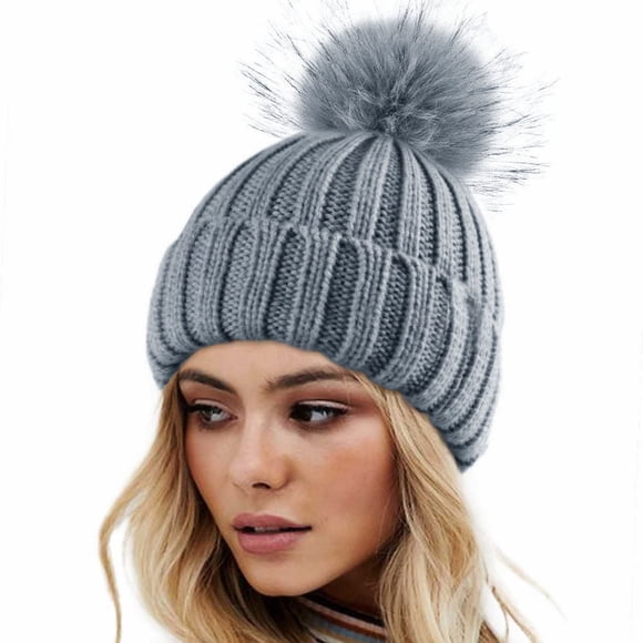 Dowegor Beanies Hats Men, Womens Winter Knitted Hat with Faux Pom Warm Knit Cap for Women, Beanie for Women, Baby Beanie