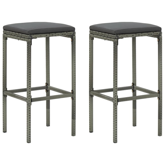 Casafoyer Bar Stools with Cushions 2 pcs Gray Poly Rattan