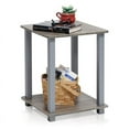 Furinno Simplistic End Table, Set of Two, French Oak/Grey