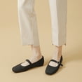 thumbnail image 3 of Ruiatoo Women's Ballet Flats Square Toe Knit Comfortable Slip On Mary Jane with Ankle Strap Casual, Work Teacher Dressy Shoes Black 36, 3 of 5