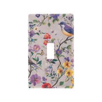 Yayeee Toggle Light Switch Wall Plate 1-Gang 4.5"x2.7" Home Decorative Outlet Cover, Purple Floral Pattern