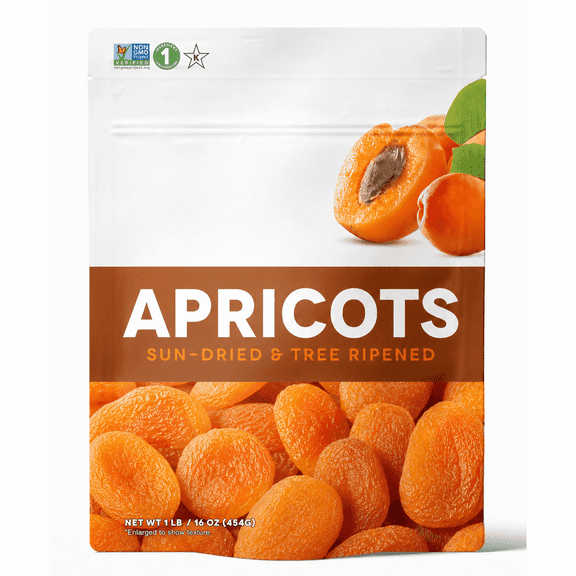 Herbaila Unsweetened Sun-Dried Apricots, Whole Dried Apricot Fruit for Snacking, Baking, Trail Mix and Cooking, 16 oz