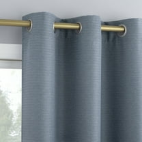 No. 918 Landon Textured Semi-Sheer Grommet Curtain Panel, 40"W X 63"L, Denim Blue