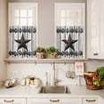 thumbnail image 3 of Country Star Curtain Valances Set Vintage Rust Grey Star Rivet Beige Wood Board Kitchen Curtains 36&nbsp;inch Length Rod Pocket Valance and Tiers 3 Piece Set Small Bedroom Bathroom Laundry Decor, 3 of 9