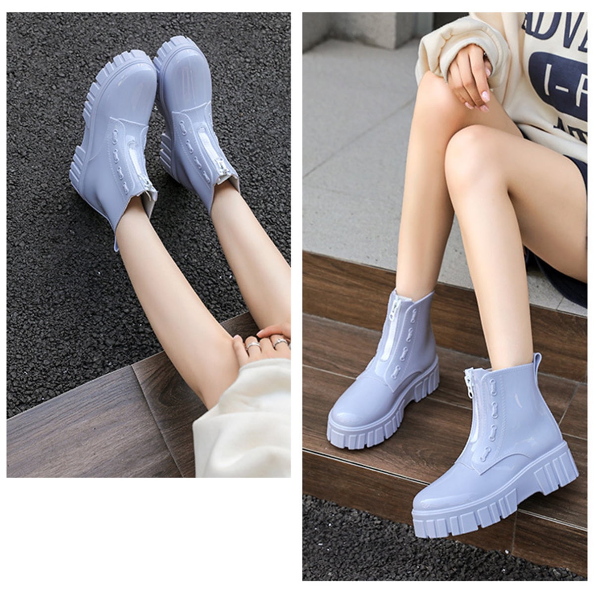 AUXDIQ Rain Shoes Women Mid-calf Boots Waterproof Rain Boots Outdoor Garden Shoes