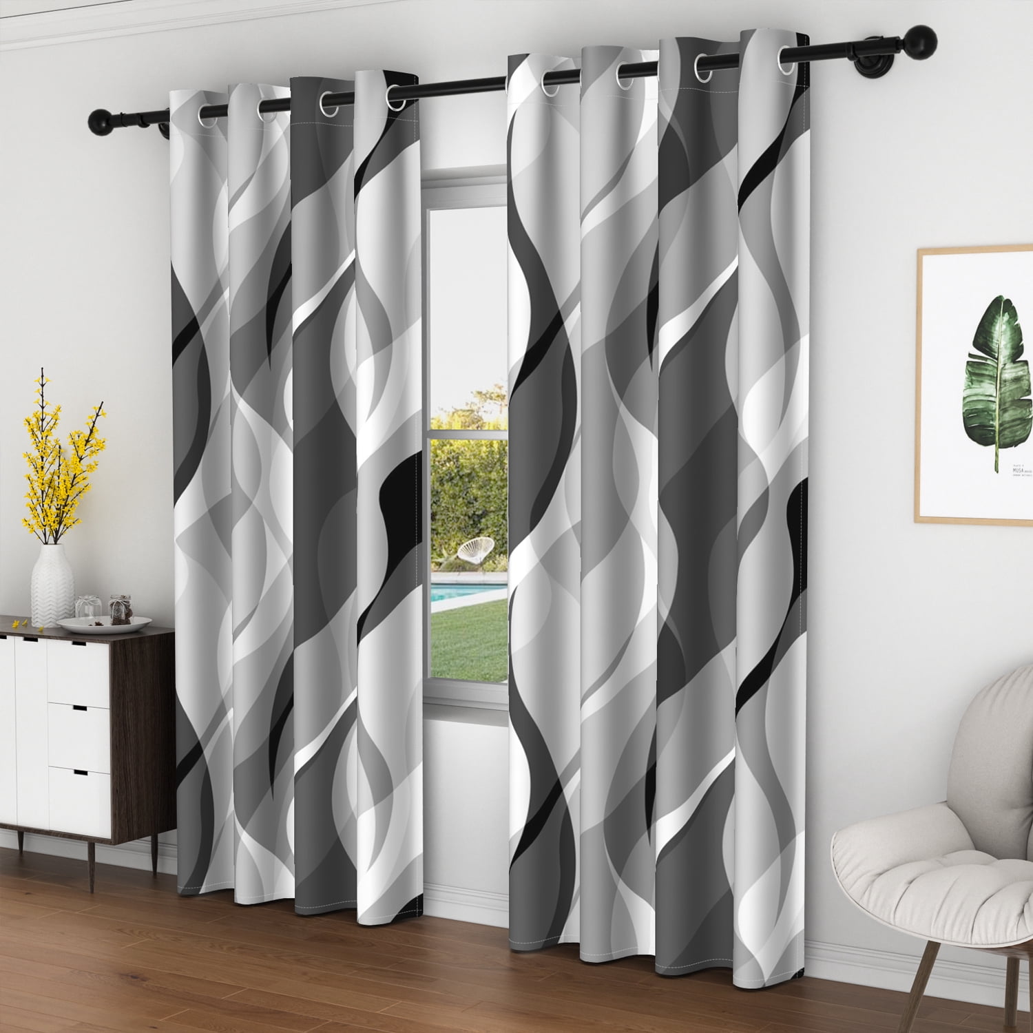 Lfeey Extra Long Blackout Curtains for Room Windows 52x96 inch, Room Darkening Panels 2 Pcs