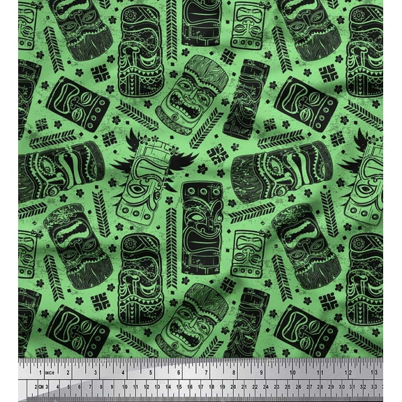 Soimoi Poly Georgette Fabric Floral & Mask African Decor Fabric Printed Yard 42 Inch Wide