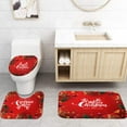 thumbnail image 4 of FMSHPON Merry Christmas Happy New Year 4 Piece Bathroom Set Shower Curtain Bath Rug Contour Mat and Toilet Lid Cover, 4 of 8