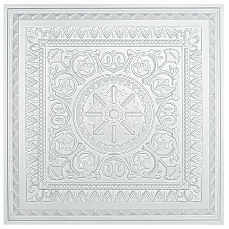 Art3d 2 ft.x 2 ft.Glue-up or Lay in Ceiling Tile PVC 3D Victorian Pattern Style in White(12-Pack)